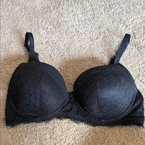 aerie Black Lace Padded Push-Up Bra